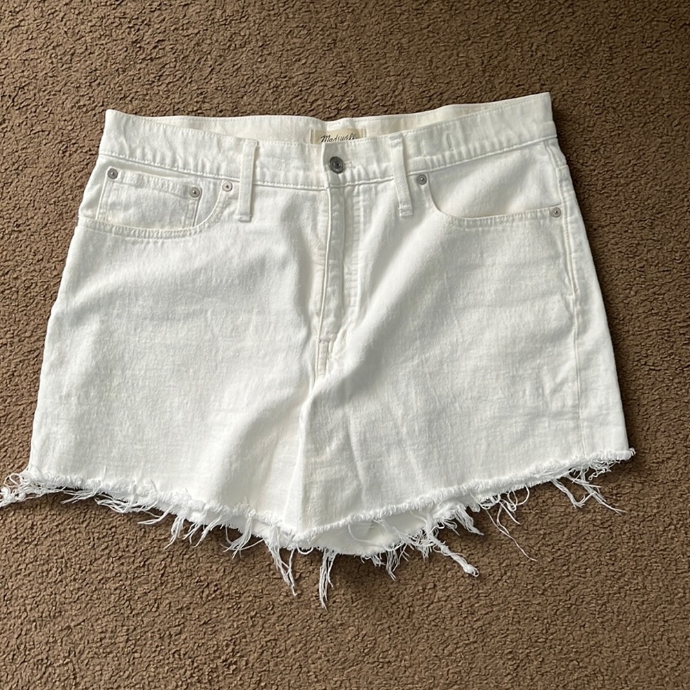 Madewell white denim shorts
